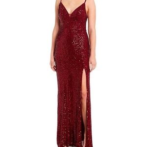 ✨ NWT B. Smart Burgundy Sequin Formal Gown – Junior’s Size 9/10 ✨